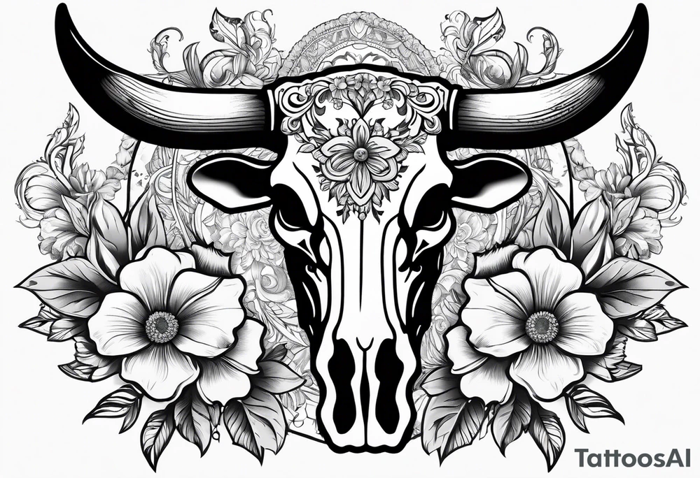 half sleeve. Western cow skull with flowers tattoo idea