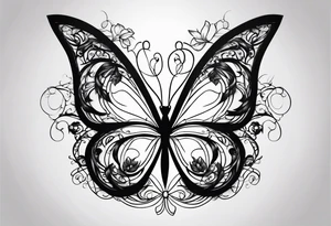 Number 444 intertwine  butterfly and vines tattoo idea