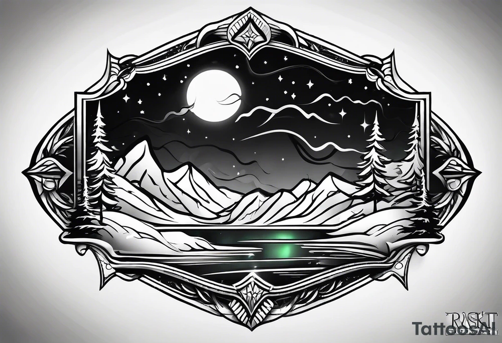 northern lights pendant tattoo idea