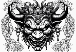 A Oni mask for protection against Evil tattoo idea