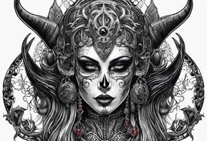 Mujer demonio calavera tattoo idea