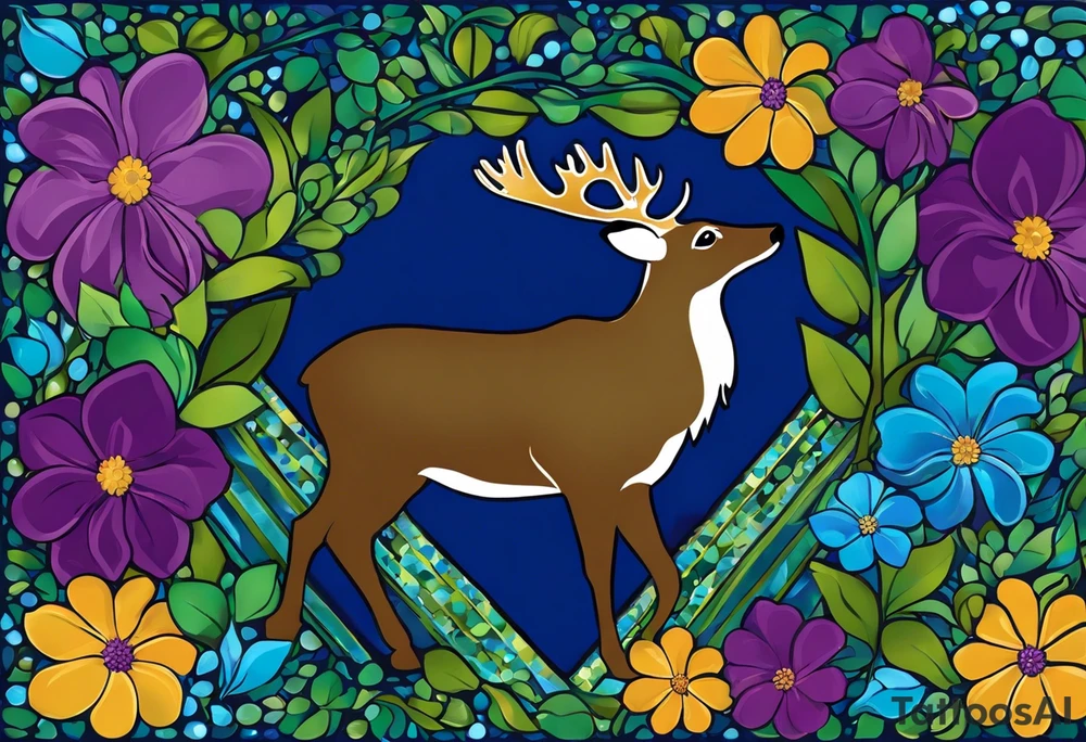 to memorialize my late mom. 
Her name is Robin. She loved mountains, wildlife (mooses, birds etc) and dogs. Her favorite colors were kobalt blue, purple and green. She was very creative and had an eye for design. Favorite song was Rocky mountain high. She loved plants and flowers too. 
I'd like the design to  be black outline, a stand alone image with no background. 
Design for my forearm and fist tattoo idea