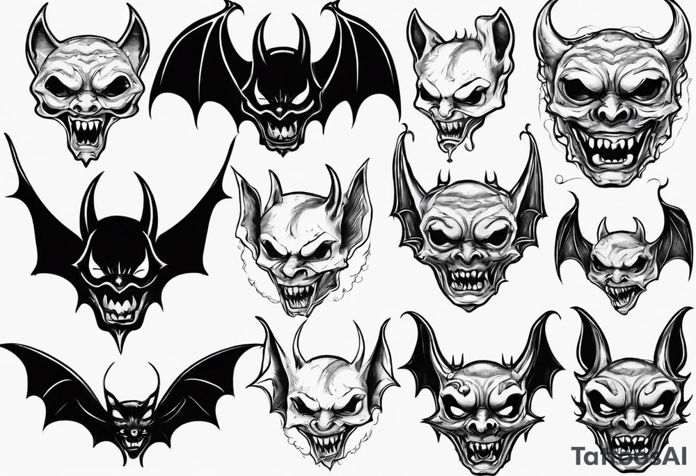 bat
hallucinating with liltlte demon face tattoo idea
