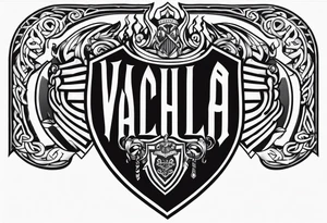 Valhalla shield sword stairs fire tattoo idea
