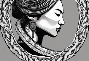 Kobe Logo with black mamba snake wrapped around tattoo idea