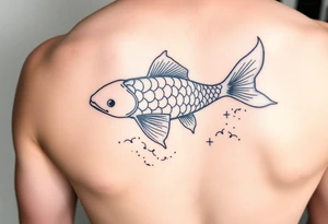 traditional koi fish swimming upstream through turbulent waves tattoo idea