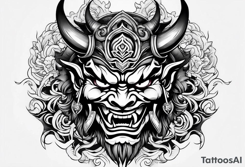 Oni mask tattoo idea