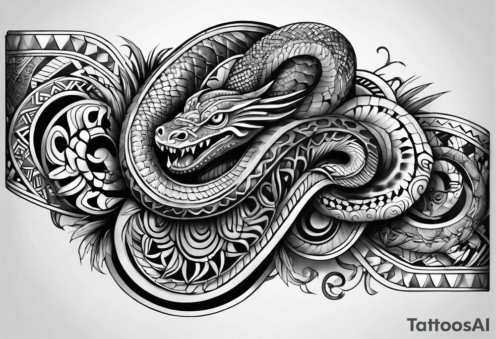 aztec snake sleeve tattoo idea