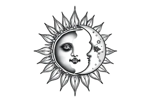 sun and moon with constellation patterns tattoo idea