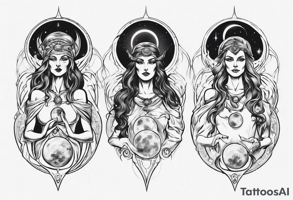 The High Priestesses. Hecate, Artemis and Selene in One. Representing Magic, Intuition and The Moon. tattoo idea