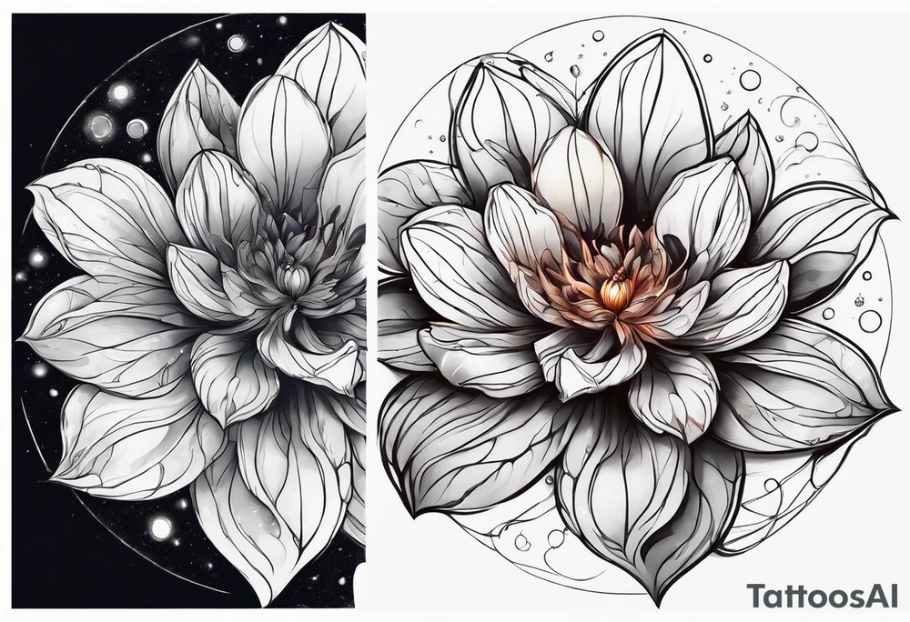 Cosmic space flower tattoo idea