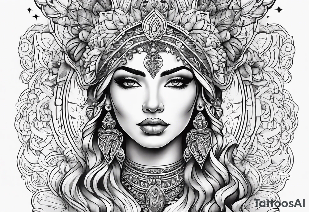 Goddess face tattoo idea
