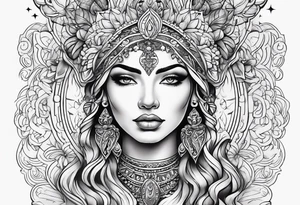 Goddess face tattoo idea