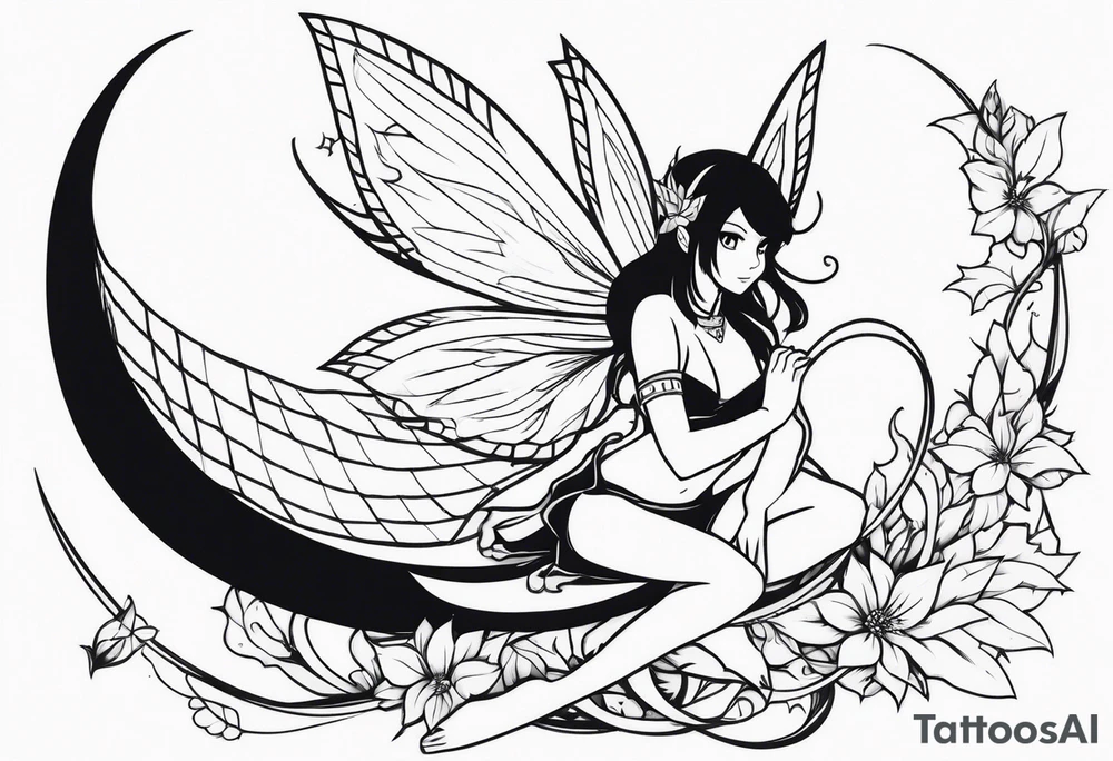 A fairy with a tail inspired by the logo of the show called Fairy Tail tattoo idea