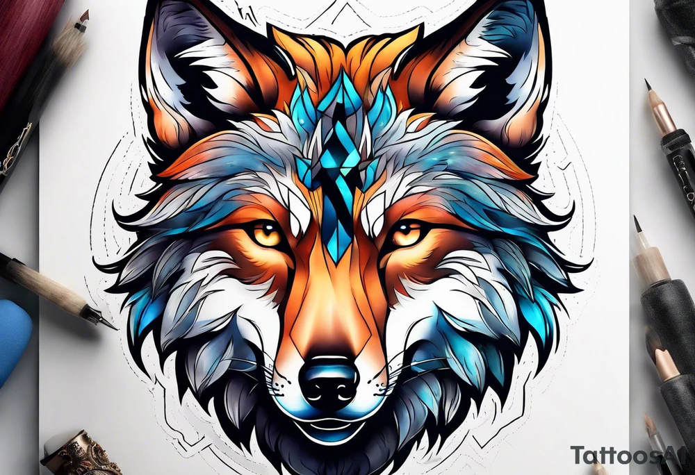 Hybrid between wolf and fox tattoo idea