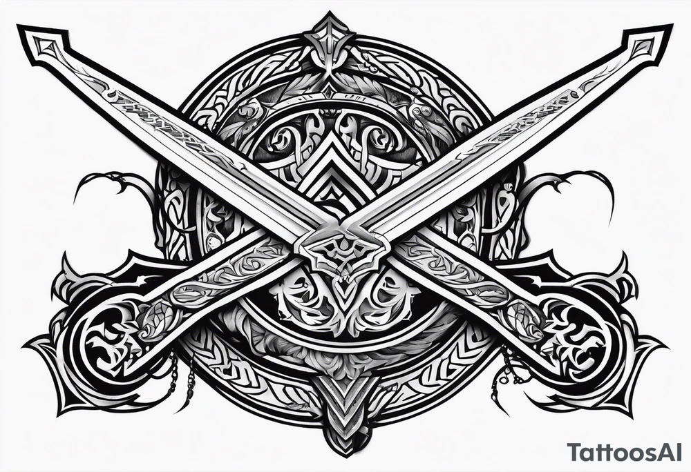 Valhalla fire sword shield tattoo idea