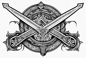 Valhalla fire sword shield tattoo idea