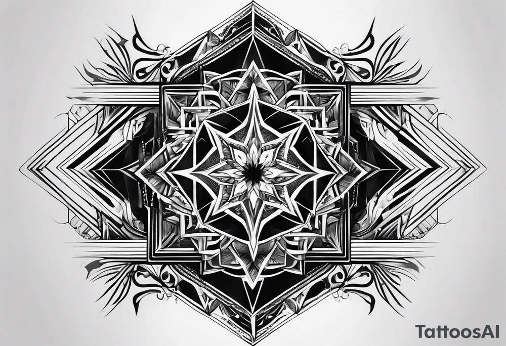 Vertical ways geometric shape tattoo idea