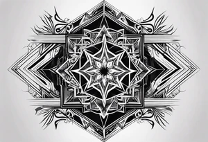 Vertical ways geometric shape tattoo idea