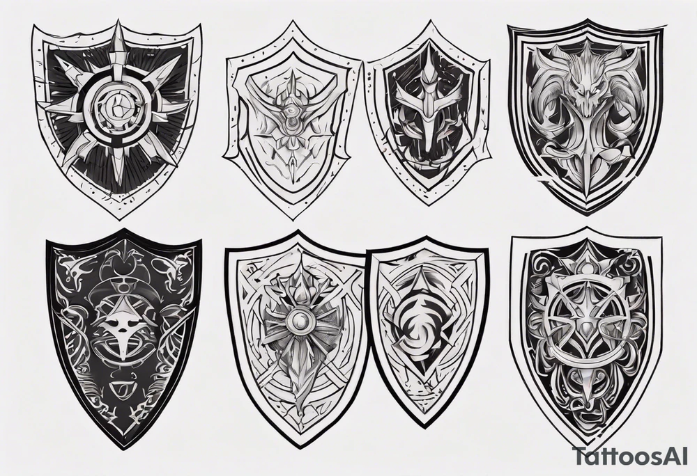 Shield symmetrical tattoo idea
