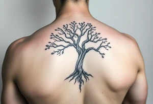 a semi realistic tree of life on sleeve tattoo idea