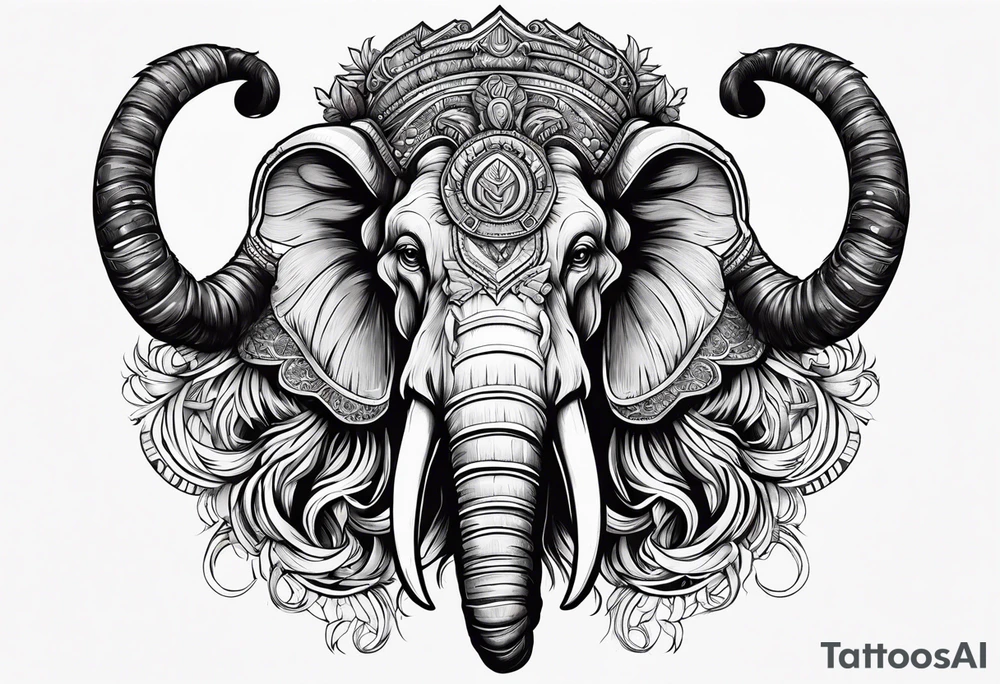 berserking strong mammoth head centerpiece tattoo idea