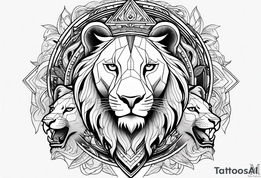 Powerful majestic lioness and four cubs with a rising Phoenix and my name marcia tattoo idea
