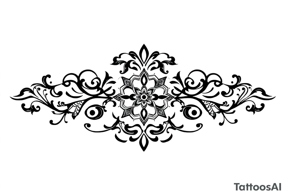 mytical shaman and mytolog style ornament with ancient rhyme tattoo idea