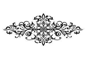 mytical shaman and mytolog style ornament with ancient rhyme tattoo idea