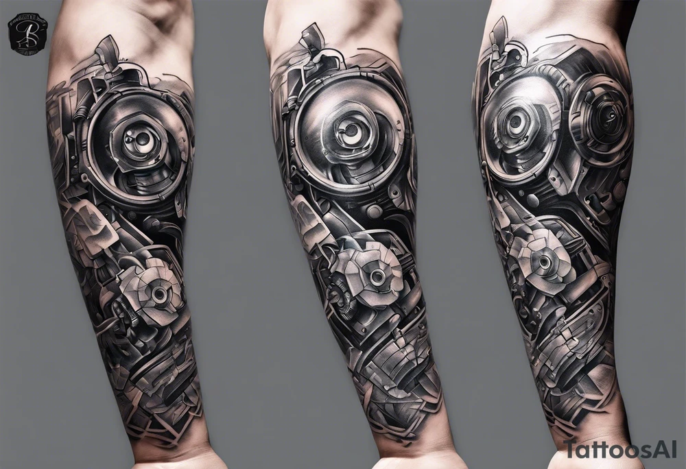 right arm tattoo robotic arm tattoo idea