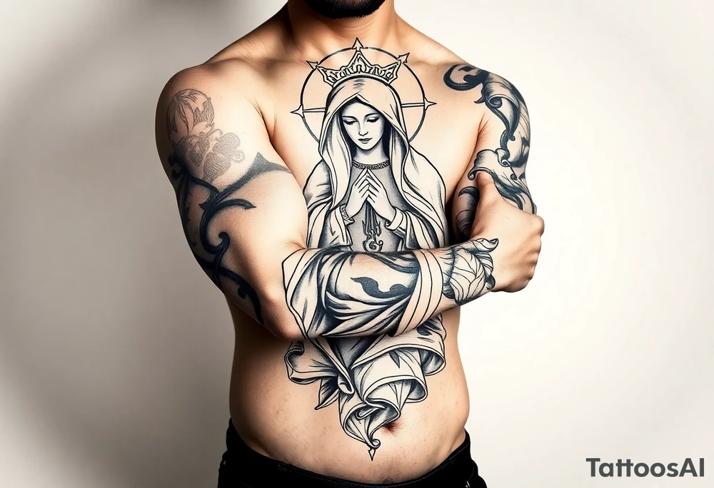 Mexican gang virgin mary tattoo idea
