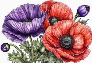 Poppy and violet tattoo idea