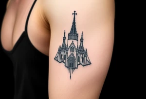 A universe in the shape of a Gothic cathedral tattoo idea