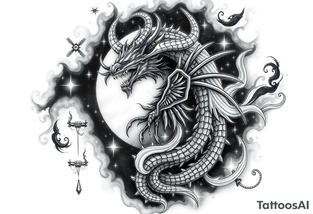 Thai tattoo that allows me to access all my powers and magick such as immortality granting immortality to those I ressurect with my blood and creating new magick or allows me to craft new magick grants me telekinesis telepathy allows me to move through shadow to shadow allows me to jump in shadows into the shadow world and move through it allows me to control other people and gods or anyone's magic and body through phychic control as well as seeing spirits and other entities of higher and lower vibrations not seen with naked eyes as well as allows me to communicate with them as azura kaluk mizuzu a supreme one or the Lord of lords he who is the supreme reflection of she who is the Lord of the eternal flame the demon king a dragon King Lord of the isles of bliss a immortal and amen or ausar a neter reincarnation tattoo idea