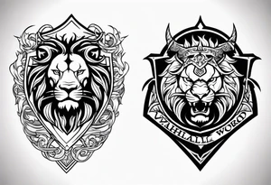 Valhalla sword shield lion dragon tattoo idea