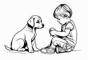 child playing with puppy tattoo idea