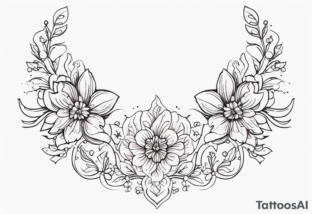 small long ornate floral sternum tattoo tattoo idea