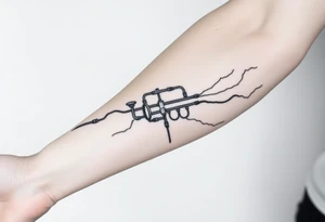 long System of pipes that transitions and transforms into veins of forearm tattoo idea