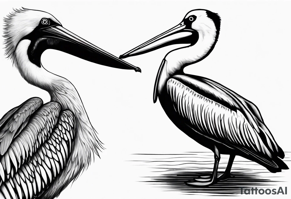 pelican and sandpiper, simple, dainty, realistic tattoo idea