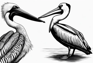 pelican and sandpiper, simple, dainty, realistic tattoo idea