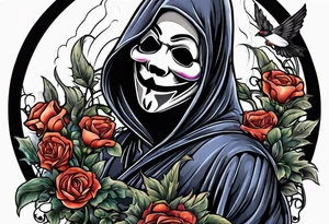 Ghostface holding flowers tattoo idea