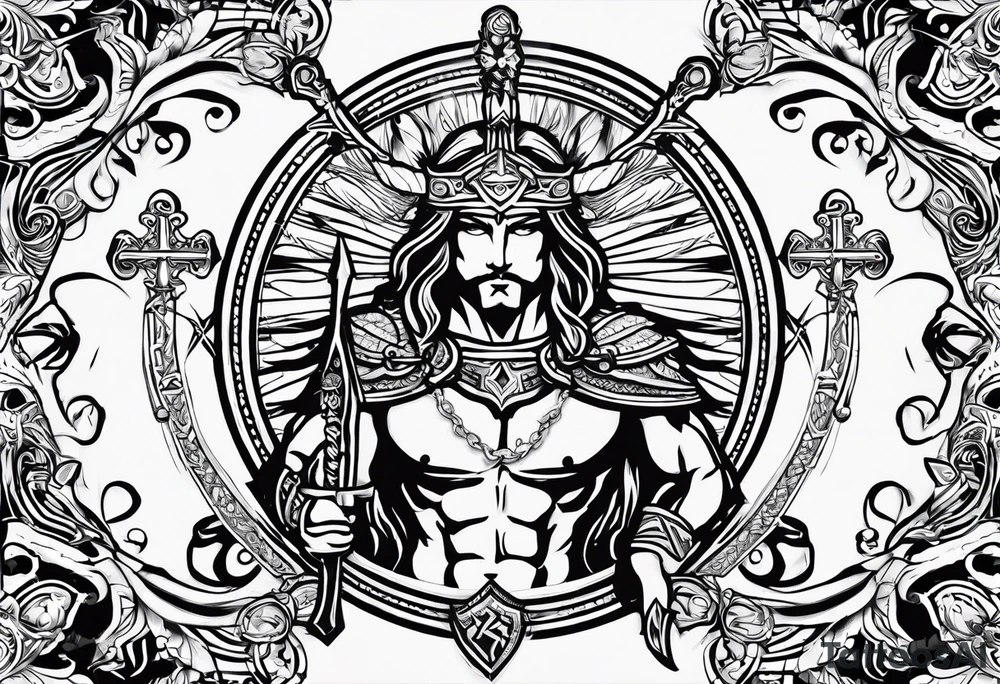sagittarius, faith, strong, warrior, god, jesus, christ tattoo idea