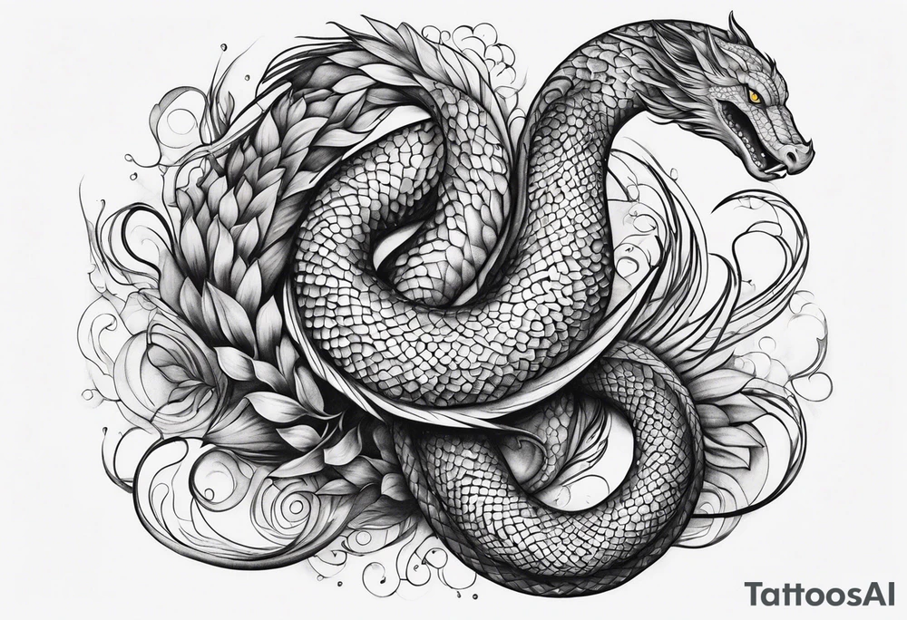 flowing serpent tail tattoo idea