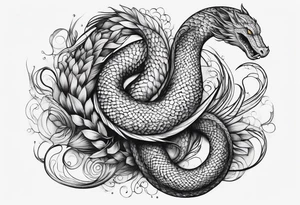 flowing serpent tail tattoo idea