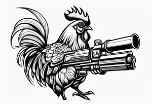 rooster holding machine gun tattoo idea