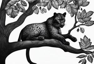 panther on a tree branch tattoo idea