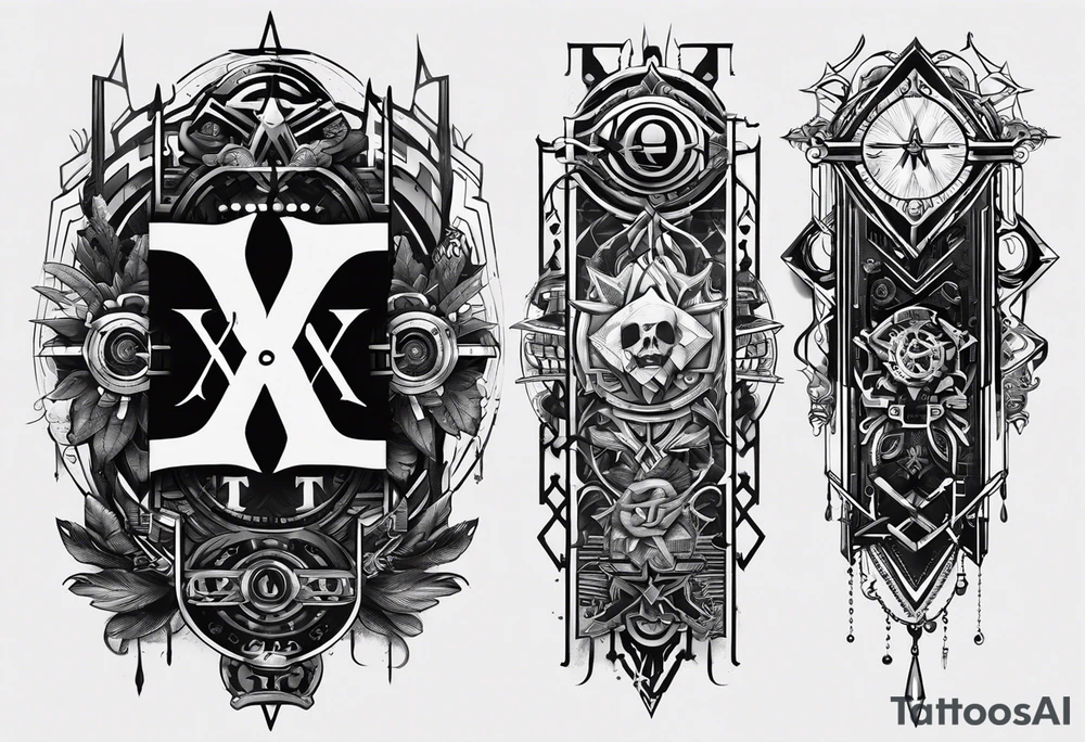 I need a tattoo design that prominently features the letters X and I while incorporating cyberpunk elements. The tattoo will be placed on the wrist. tattoo idea