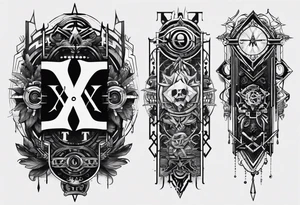 I need a tattoo design that prominently features the letters X and I while incorporating cyberpunk elements. The tattoo will be placed on the wrist. tattoo idea