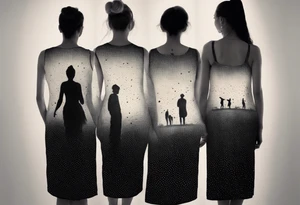 2 black shadows of people standing over 2 dead siloets tattoo idea
