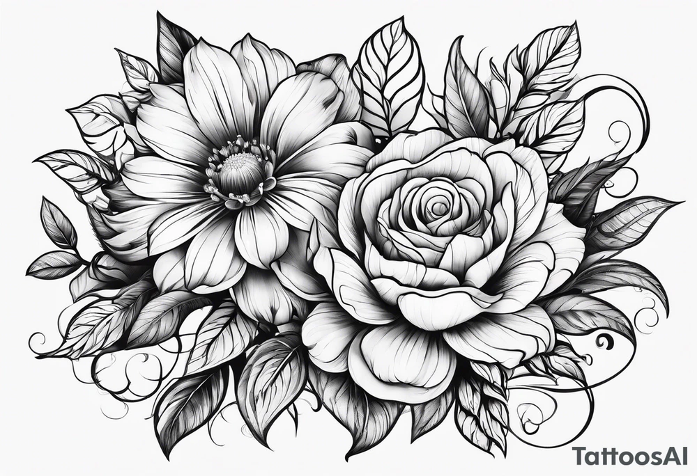 ornaments of flowers tattoo idea